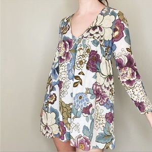 Zara Long Sleeve Floral Tunic Dress